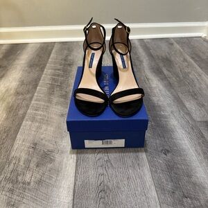 Stuart Weitman Nearlynude Black Suede Sandal